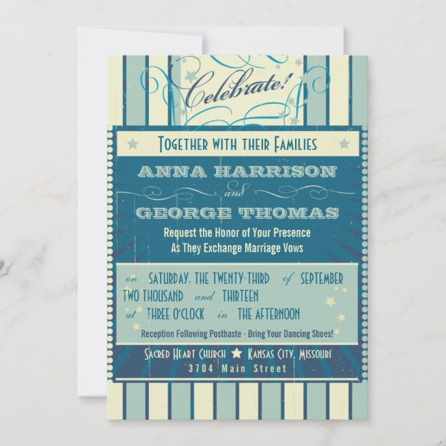 Invitation Poster rustique : Mariage personnalisé Sandy Beach (Devant)