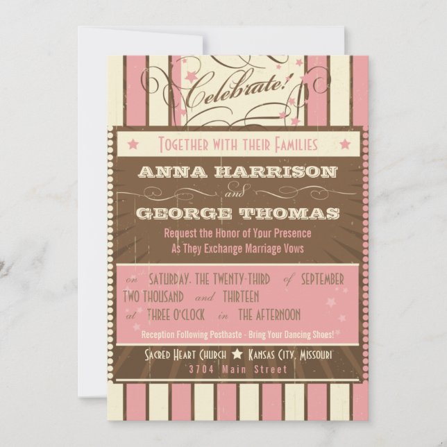 Invitation Poster rustique : Mousse de fraises Mariage person (Devant)