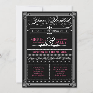 Invitation Poster Style rose et noir do-it-yourself Faire-par