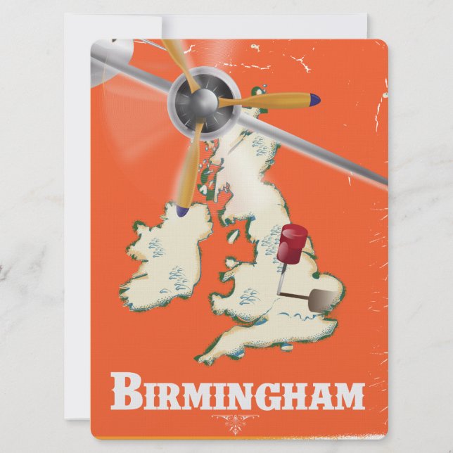 Invitation Poster vintage Birmingham Travel (Devant)