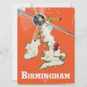 Invitation Poster vintage Birmingham Travel