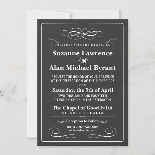 Invitation Poster vintage de tableau de mariage (Devant)