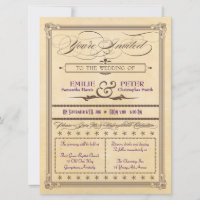 Poster vintage Style crème et mariage Brown Invita