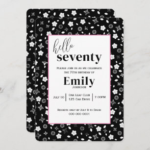 Invitation Posy noir et blanc pour 70e fête d'anniversaire