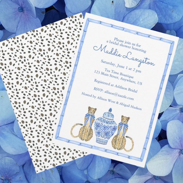 Invitation Pot à gingembre en aquarelle chinoiserie guépard (Créateur téléchargé)