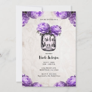 Invitation Pot de fleurs en lavande et pivoine pour une fête 