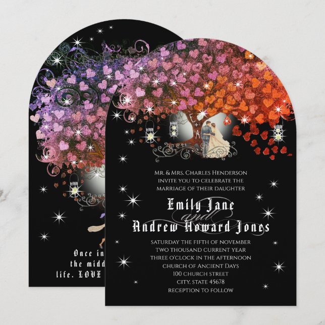 Invitation Pot de fleurs en orchidée au cœur de la soirée de  (Devant / Derrière)