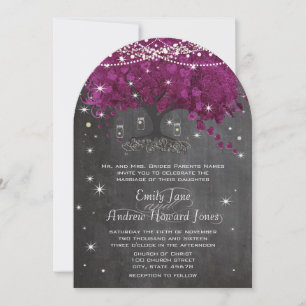 Invitation Pot de fleurs radiant violet pour mariage dans un 