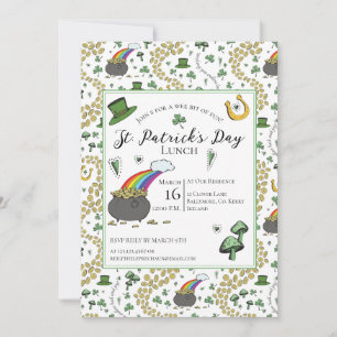 Invitation Pot de Jour de la Saint Patrick d'or déjeuner