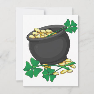 Invitation Pot de jour de la Saint-Patrick et trèfles chanceu