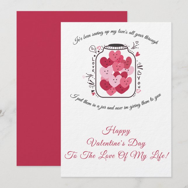 Invitation Pot de l'amour Saint-Valentin (Devant / Derrière)