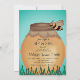 Invitation Pot de miel et Sip d'abeille Voir Baby shower
