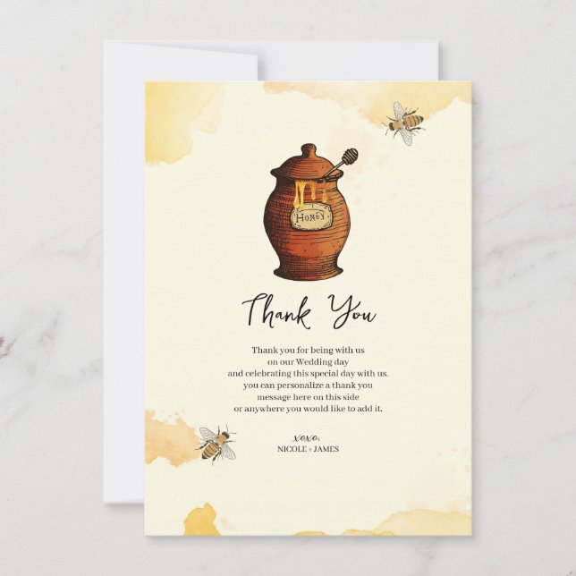Invitation Pot de miel vintage en nid d'abeille Baby Shower M (Devant)