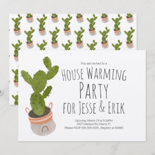 Invitation Pot de plante de cactus dessinée à la main pour pe