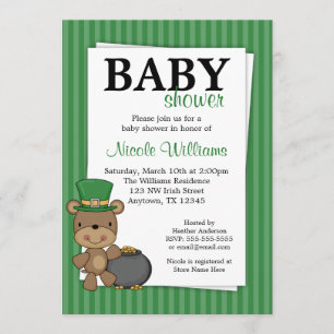 Invitation Pot d'ours du jour de St Patrick de baby shower