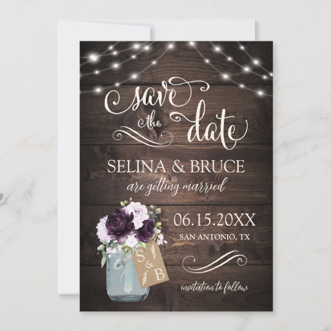 Invitation Pot en bois rustique avec fleurs de lavande pour f (Devant)