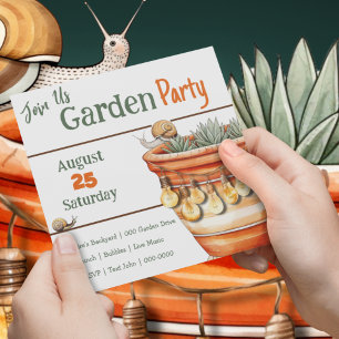 Invitation Pot en terre cuite avec un mignon escargot dans le