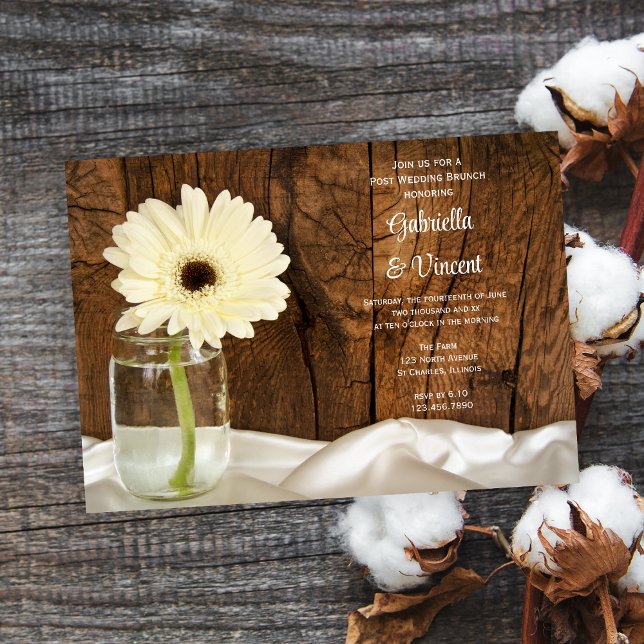 Invitation Pot en verre de Mason Blanc Fleur de Margueritte P (Créateur téléchargé)