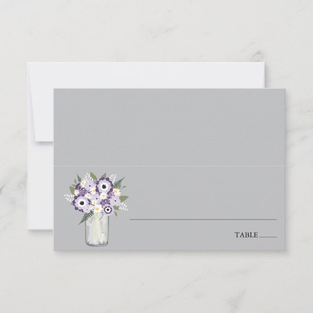 Invitation Pot Mason en verre violet | Carton d'accompagnemen (Devant)