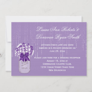 Invitation Pot Mason Fleurs Violettes et Blanches Réception S