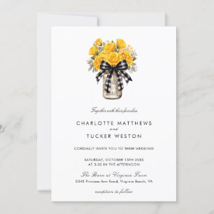 Invitation Pot Mason Floral Country Rustic Mariage