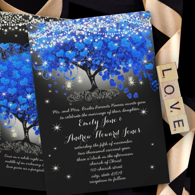 Invitation Pot Mason Jar Royal Blue à Feuille de Coeur sur Fo (Créateur téléchargé)