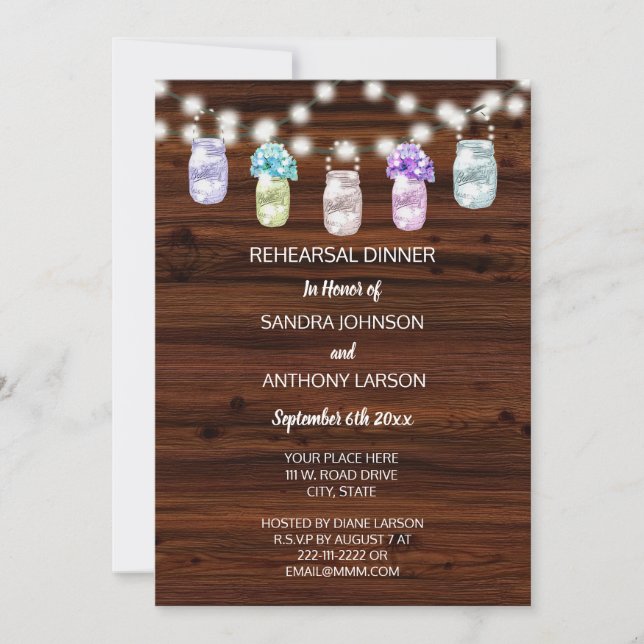 Invitation Pot Masonique Rustique Avec Mariage De Répétition  (Devant)