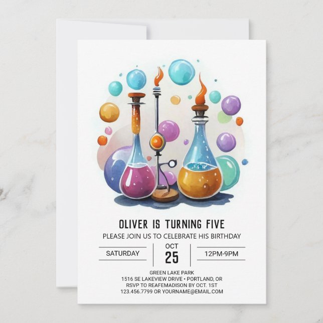 Invitation Potion simple Whimsy Scientifique Anniversaire (Devant)
