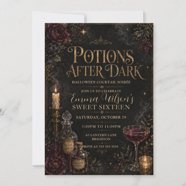 Invitation Potions après la tombée de la nuit pour les seize  (Devant)