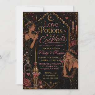 Invitation Potions d'amour et cocktails Célébration de fiança