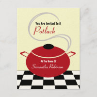 Invitation Potluck - Cuisine noire blanche et roug