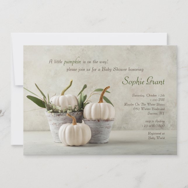Invitation Pots Bizarres Avec Citrouilles Blanches (Devant)
