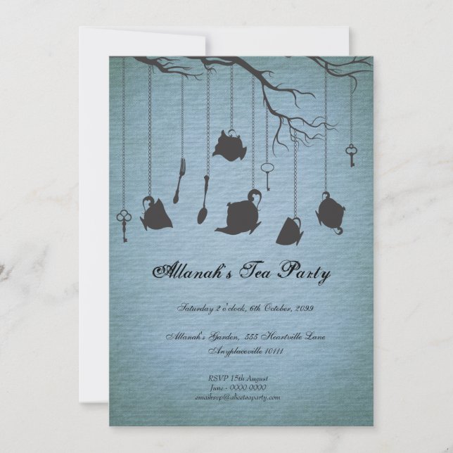 Invitation Pots & Cups & Keys Unanniversaire Tea Party (Devant)
