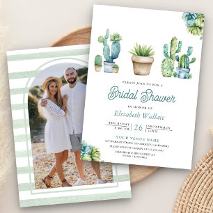 Invitation Pots de cactus de verdure succulente Photo Baby Sh
