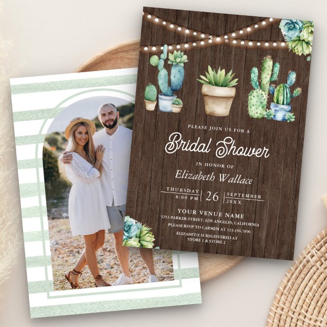 Invitation Pots de cactus de verdure succulente Shower de mar (Créateur téléchargé)