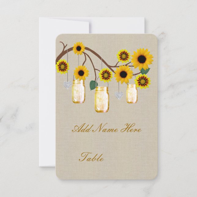 Invitation Pots de maçon jaunes rustiques en toile de jute Po (Devant)