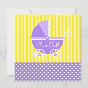 Invitation Pots de transport jaune violet Baby shower fille