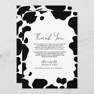 Invitation Pots de vache Moo Imprimer Merci noir blanc