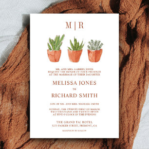 Invitation Pots en terre cuite de cactus du désert rustique M