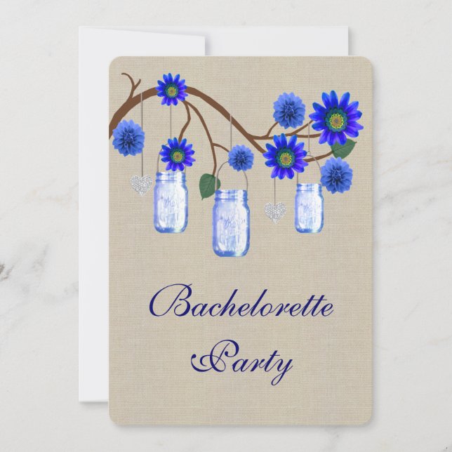 Invitation Pots en toile de jute Rustique Bleu pour enterreme (Devant)