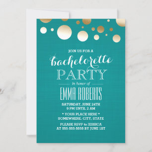 Invitation Pots Turquoises et dorés modernes Linen Bacheloret