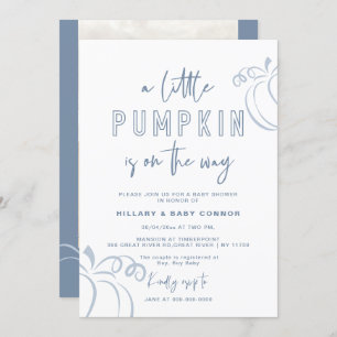 Invitation Poudre Bleu Un Petit Baby shower Citrouille