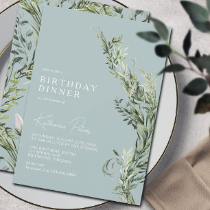 Invitation Poudre Blue Airy Jardin botanique Anniversaire Dîn