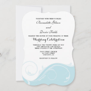 Invitation Poudre Blue Floral Swirl Mariage en rack invite