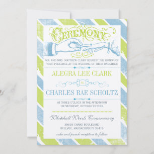 Invitation Poudre Blue Lime Moderne Typographie Vintage Invit
