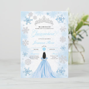 Invitation Poudre Blue Winter Wonderland Quinceanera