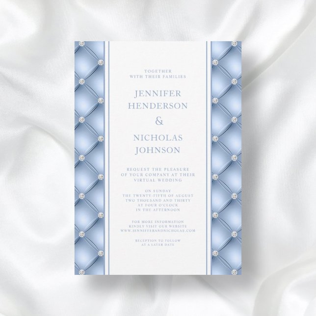 Invitation Poudre Diamant Bleu Tufted Mariage virtuel Invitat (Créateur téléchargé)
