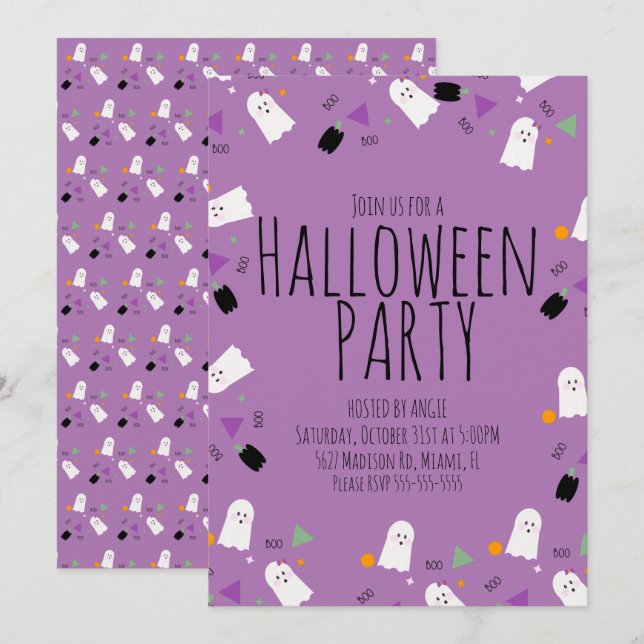 Invitation Poudres de fantôme d'Halloween Fête d'anniversaire (Devant / Derrière)
