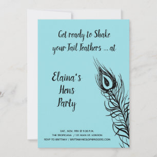 Invitation Poules de fête turquoise secouez vos plumes