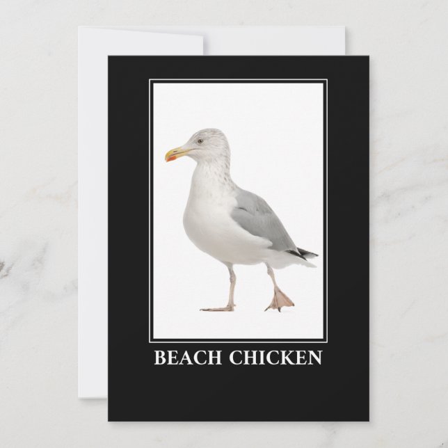 Invitation Poulet de Plage - Humour de goéland de Mouette de  (Devant)
